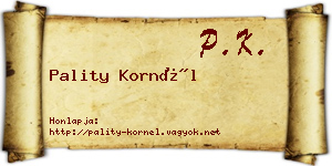 Pality Kornél névjegykártya
